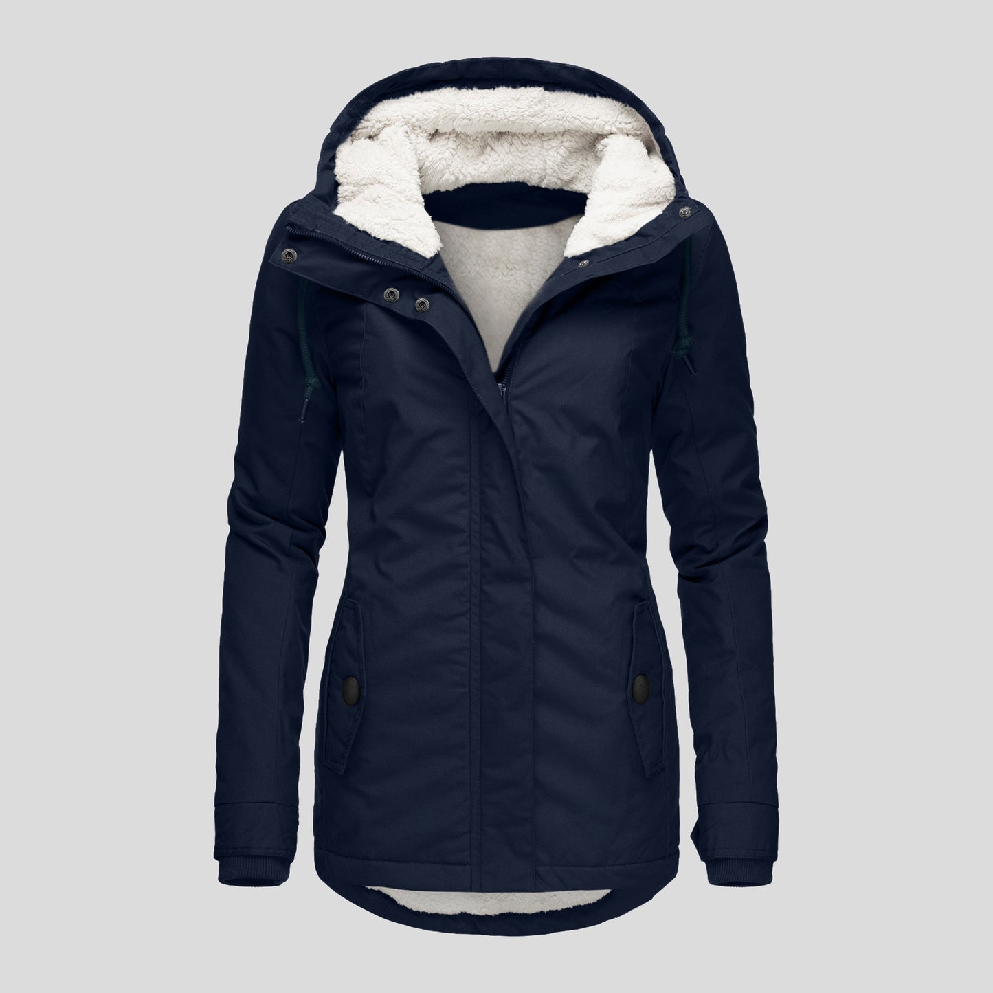 Women's Winter Hooded Fleece Jacket — Zip-up with Pockets