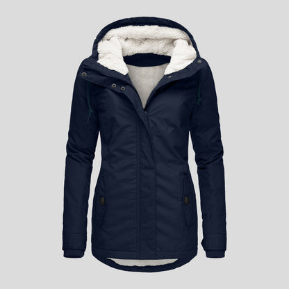 Women's Winter Hooded Fleece Jacket — Zip-up with Pockets