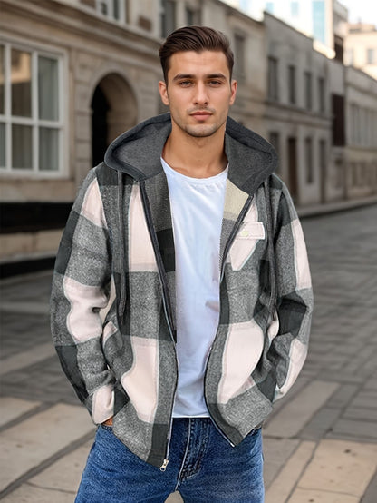 Men's Flannel Hooded Zip Jacket