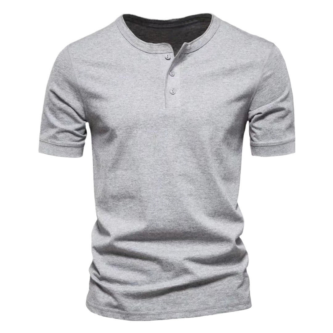 Mens Casual Crew-Neck Short-Sleeve Solid-Color T-Shirt