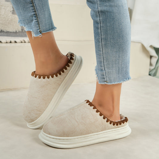 Winter Plush Cotton Slippers — Sewing-side Design for Couples
