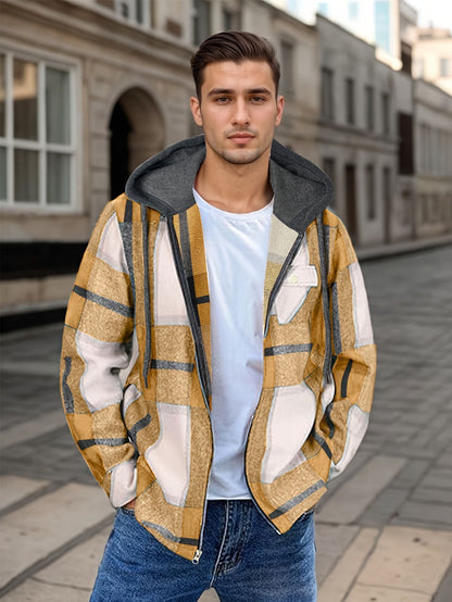Men's Flannel Hooded Zip Jacket
