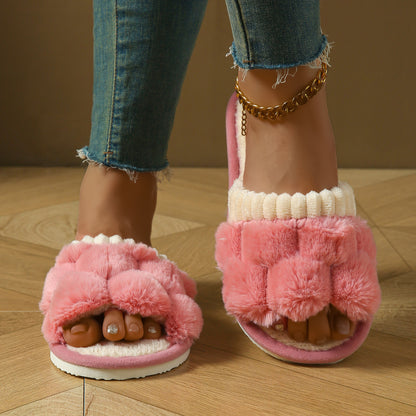 Bow Plush Indoor Slippers — Soft & Cosy House Shoes