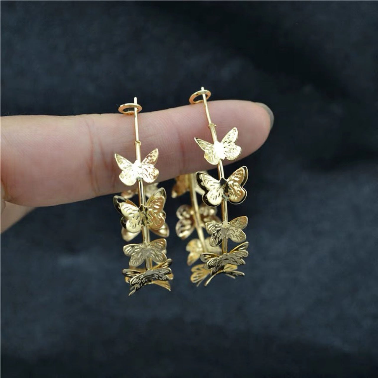 C Earrings Solid Gold Butterfly Earrings