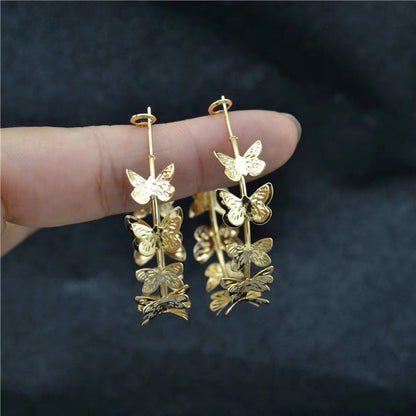 C Earrings Solid Gold Butterfly Earrings