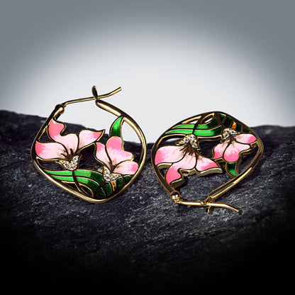 Enamel Painted Epoxy Earrings Silver Flower Earrings Color Matching Earrings