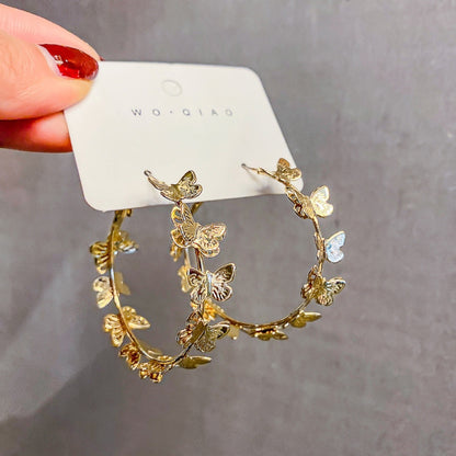 C Earrings Solid Gold Butterfly Earrings