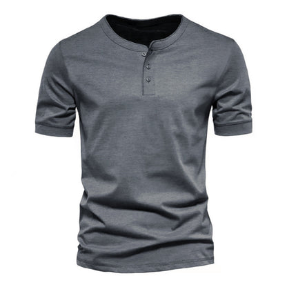Mens Casual Crew-Neck Short-Sleeve Solid-Color T-Shirt