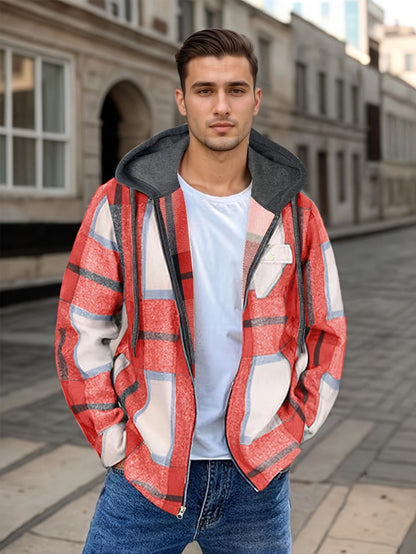 Men's Flannel Hooded Zip Jacket