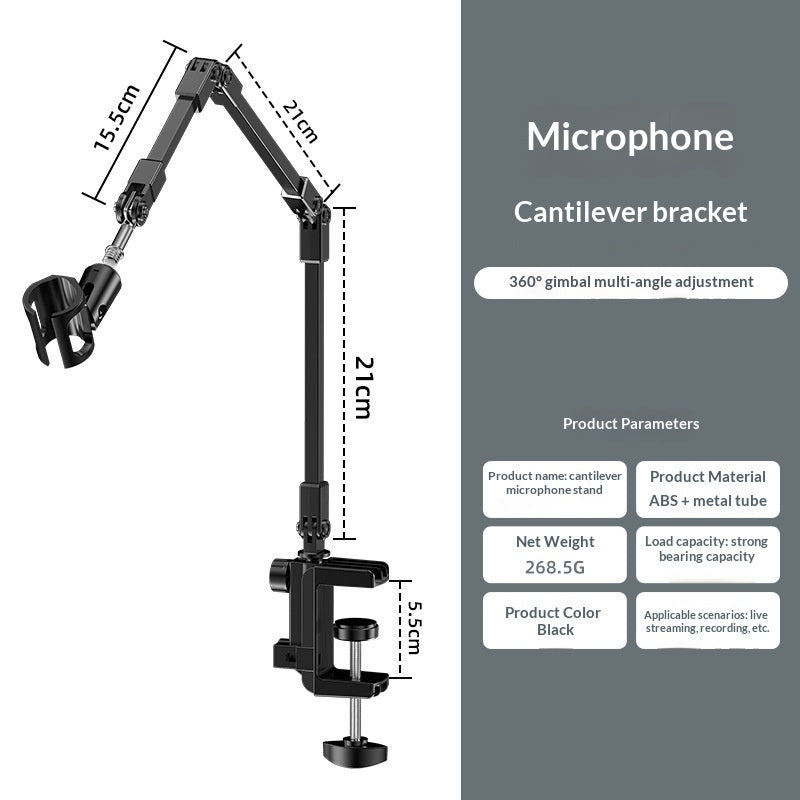 Microphone Boom Arm Stand For Live Streaming And Singing, With Universal Swivel And Foldable Design