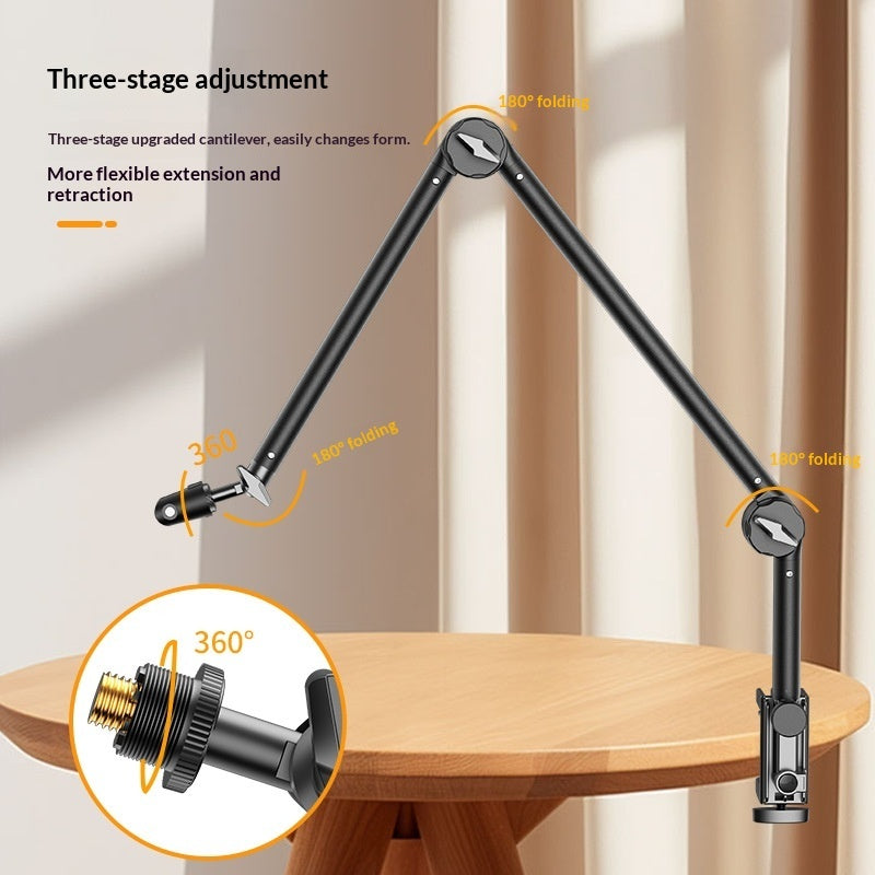 Microphone Boom Arm Stand For Live Streaming And Singing, With Universal Swivel And Foldable Design