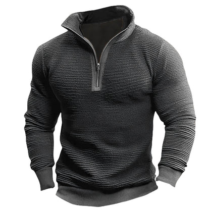 Men's Contrast Colour Zip Casual Sweatshirt Coat