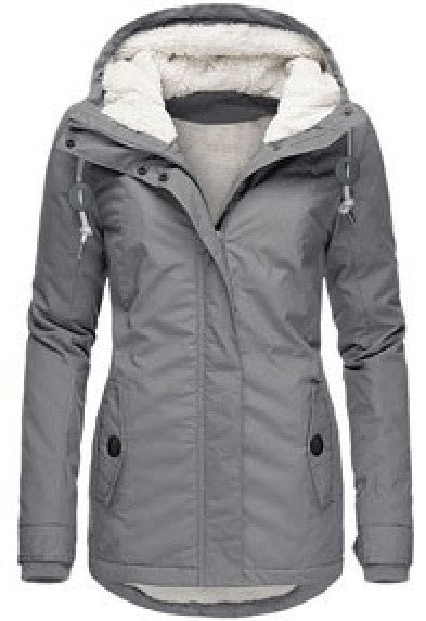 Women's Winter Hooded Fleece Jacket — Zip-up with Pockets