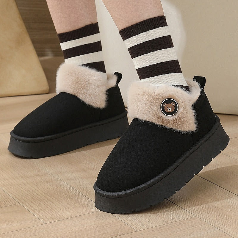 Ankle Wrap Thickened Cotton Slippers — Non-slip Couple Shoes