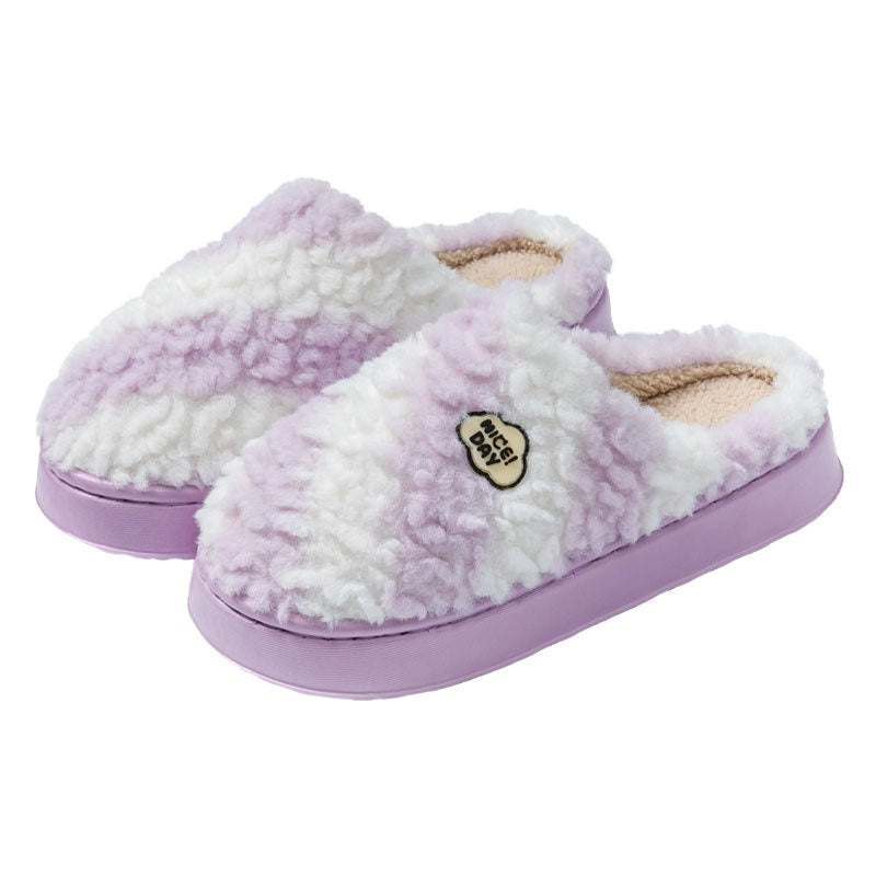 Women's Warm Velvet Cotton Slippers — Non-slip & Silent