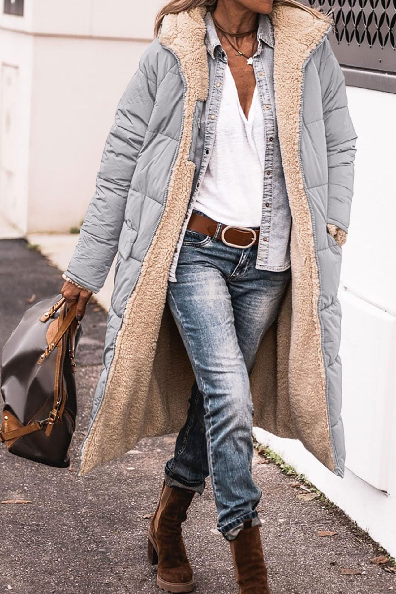 Women's Hooded Double-sided Slim Cardigan Coat