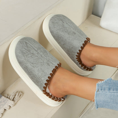 Winter Plush Cotton Slippers — Sewing-side Design for Couples