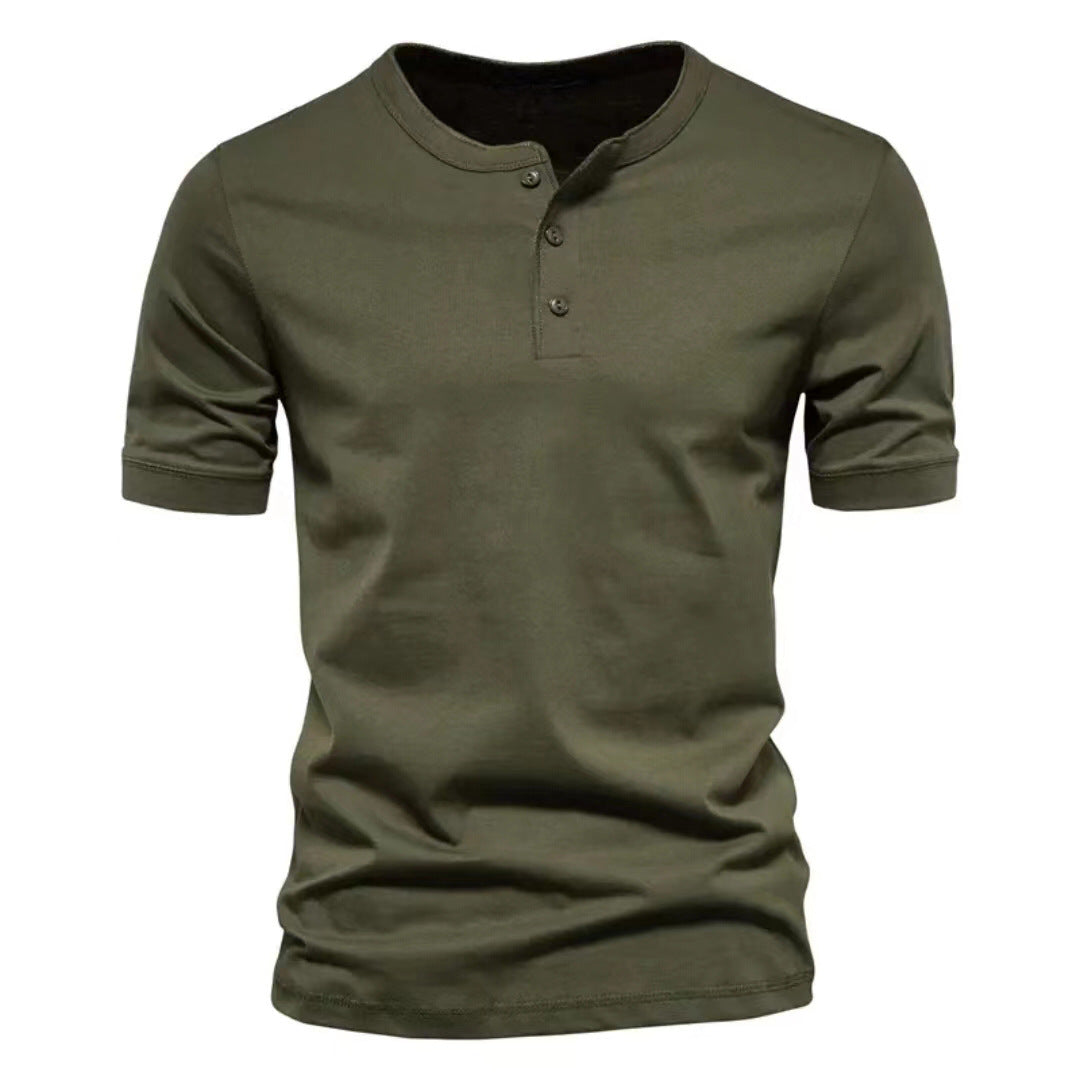 Mens Casual Crew-Neck Short-Sleeve Solid-Color T-Shirt