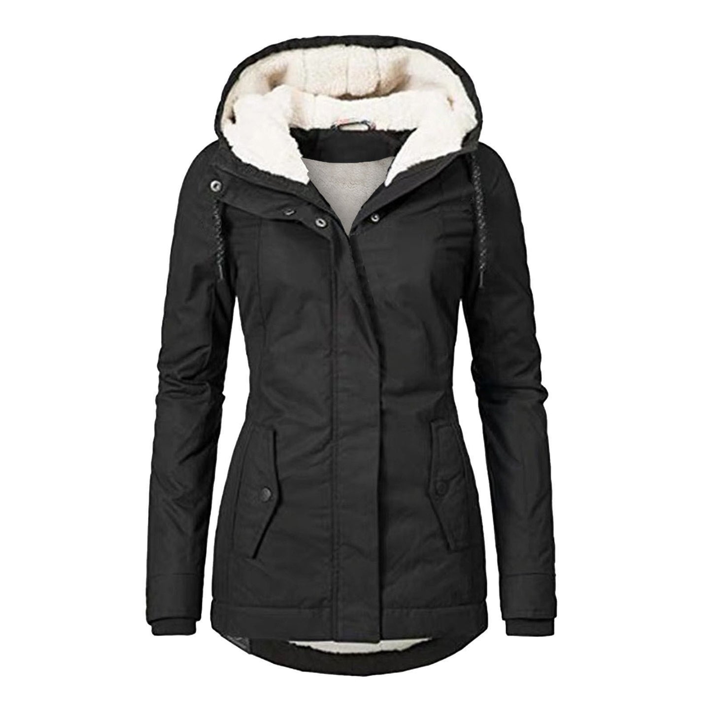 Women's Winter Hooded Fleece Jacket — Zip-up with Pockets