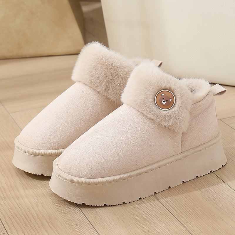 Ankle Wrap Thickened Cotton Slippers — Non-slip Couple Shoes
