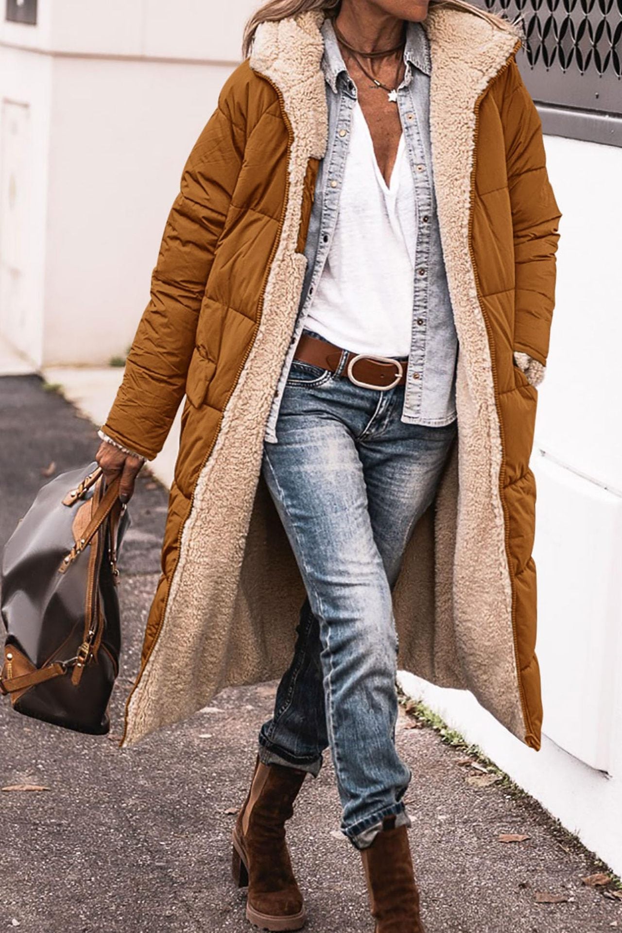 Women's Hooded Double-sided Slim Cardigan Coat