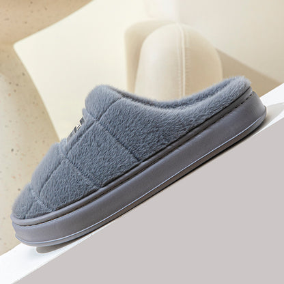 Men's Plaid Cotton Slippers — Thick-soled Non-slip Couple House Shoes