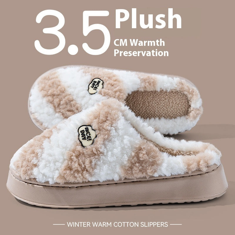 Women's Warm Velvet Cotton Slippers — Non-slip & Silent