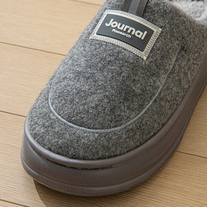 Men's Plus Size Thickened Cotton Slippers — Warm Indoor Shoes
