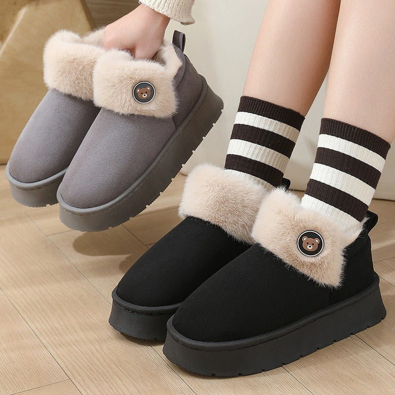 Ankle Wrap Thickened Cotton Slippers — Non-slip Couple Shoes