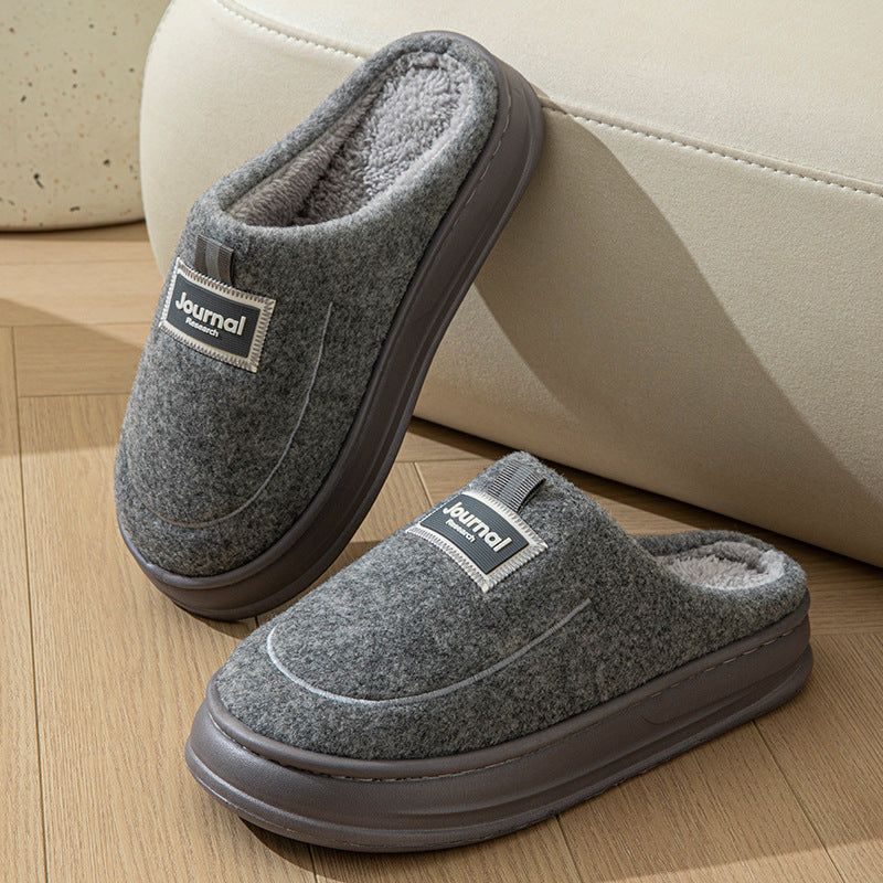 Men's Plus Size Thickened Cotton Slippers — Warm Indoor Shoes