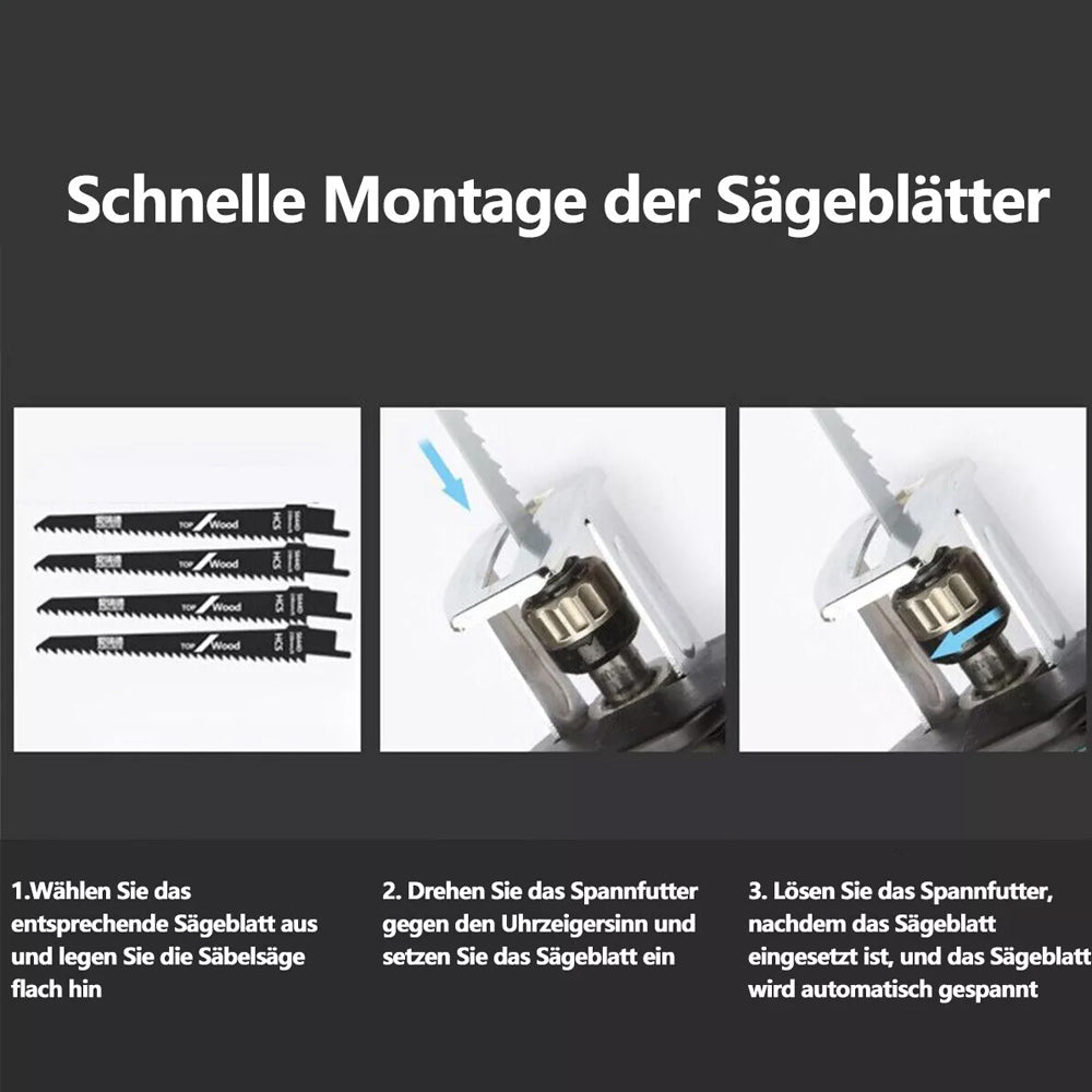 3000rpm Electric Reciprocating Saw 4 X Saw Blades For 18V