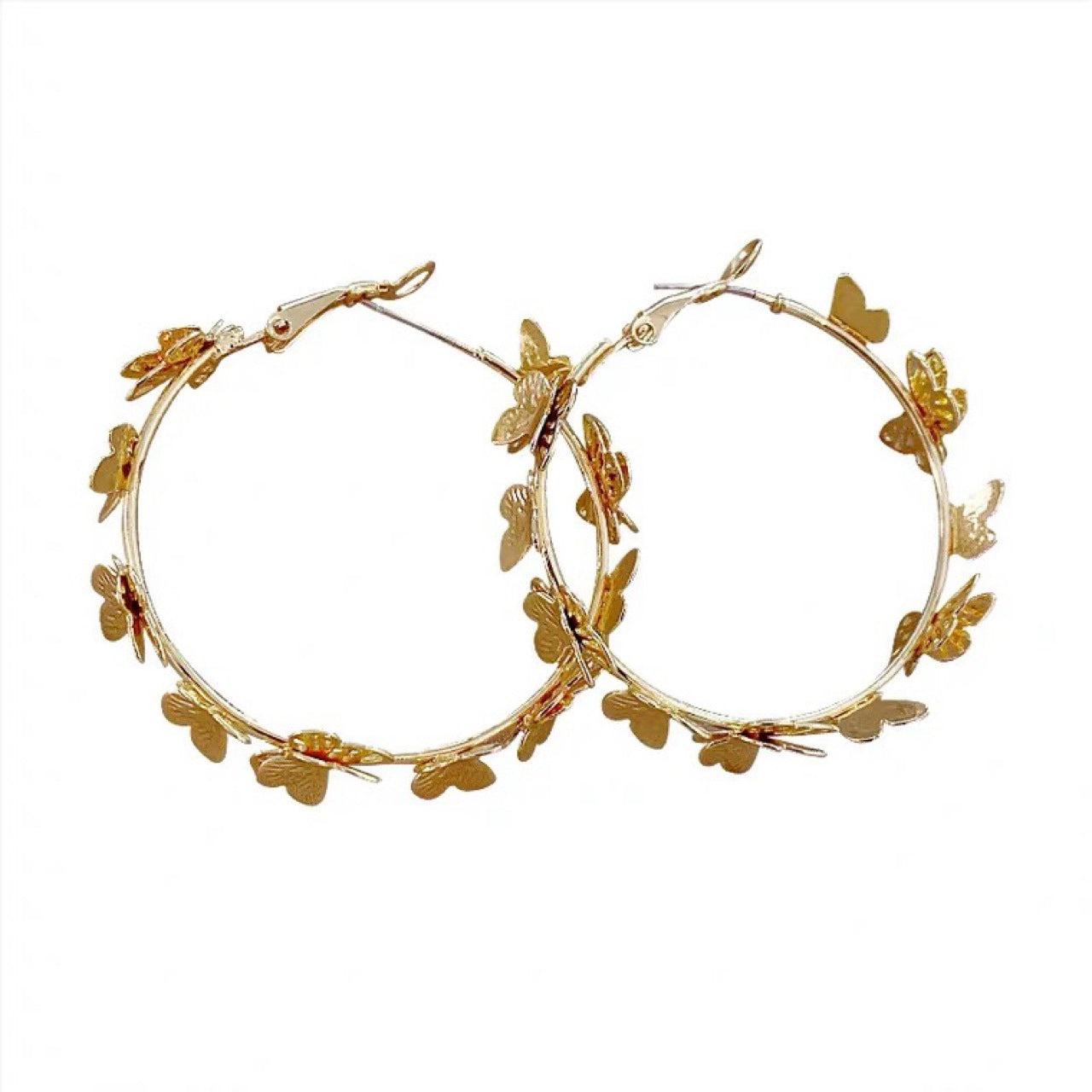 C Earrings Solid Gold Butterfly Earrings