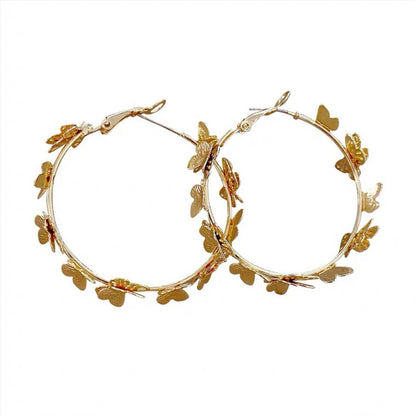 C Earrings Solid Gold Butterfly Earrings