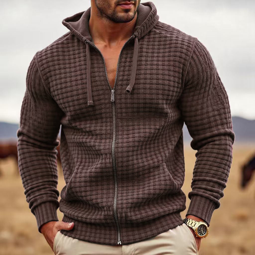 Men's Contrast Colour Zip Casual Sweatshirt Coat