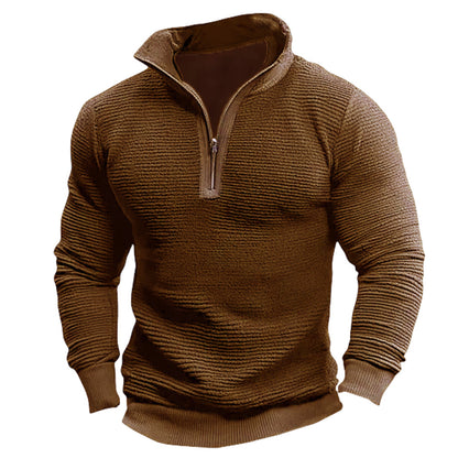 Men's Contrast Colour Zip Casual Sweatshirt Coat