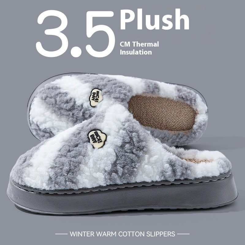 Women's Warm Velvet Cotton Slippers — Non-slip & Silent