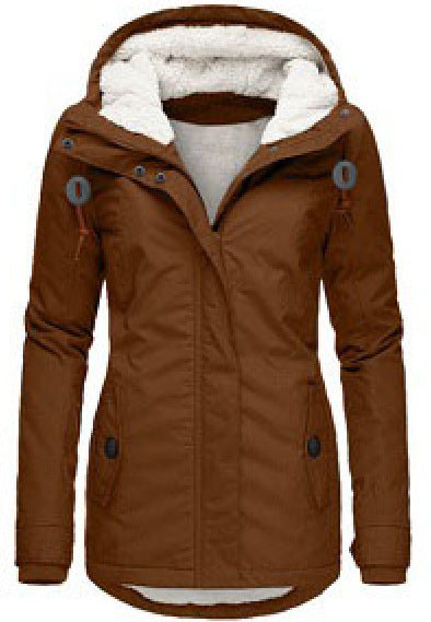 Women's Winter Hooded Fleece Jacket — Zip-up with Pockets