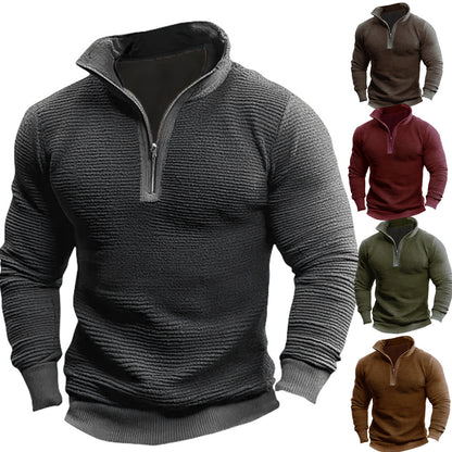 Men's Contrast Colour Zip Casual Sweatshirt Coat