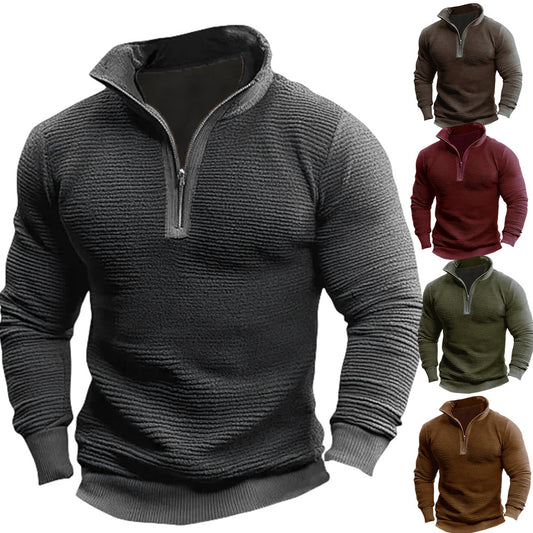 Men's Contrast Colour Zip Casual Sweatshirt Coat