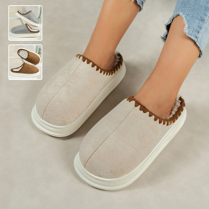 Winter Plush Cotton Slippers — Sewing-side Design for Couples
