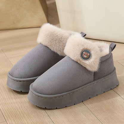Ankle Wrap Thickened Cotton Slippers — Non-slip Couple Shoes