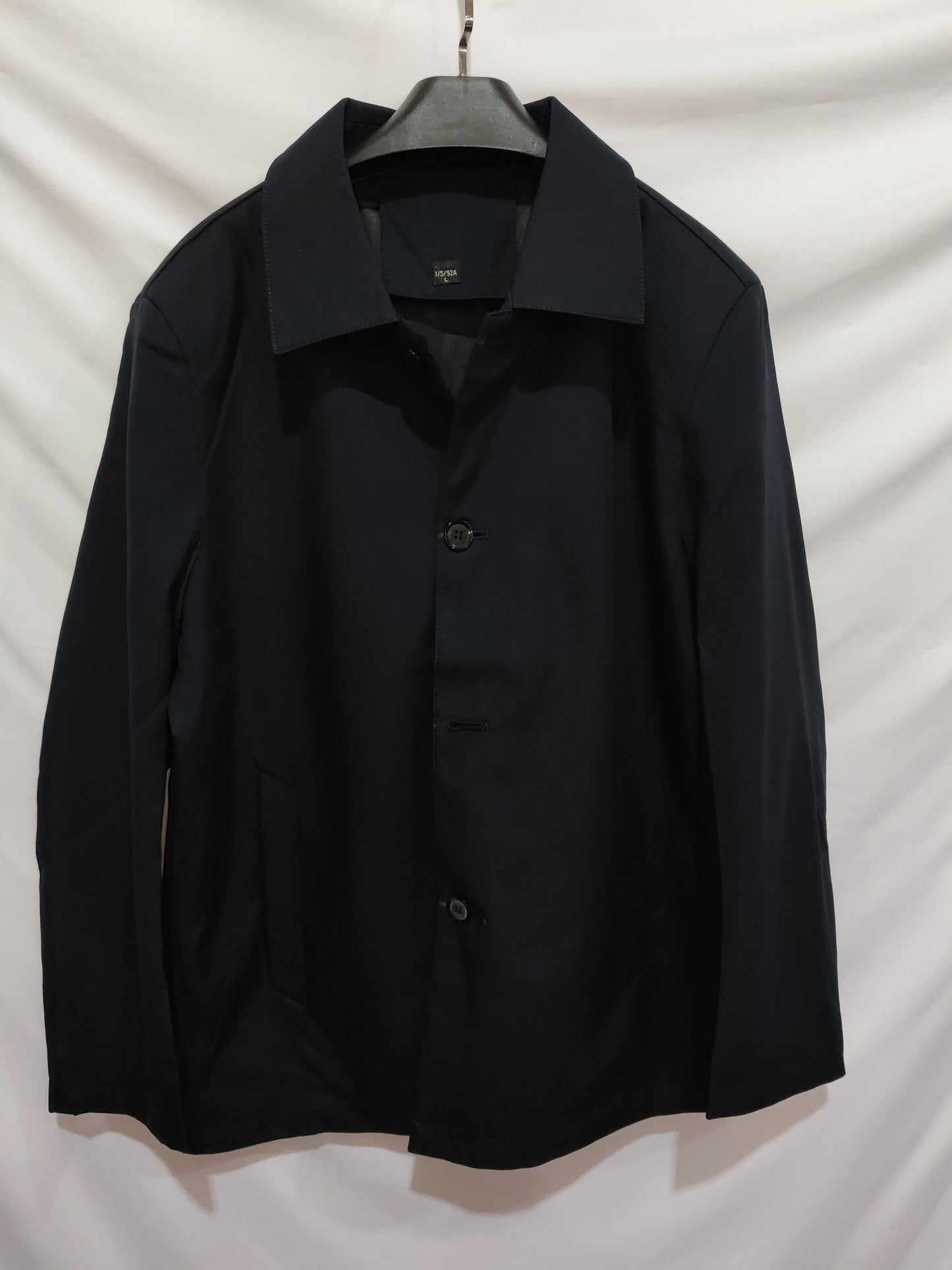 Fall Winter Men Polo Collar Solid Color Business Jacket Short Button Lightweight Coat