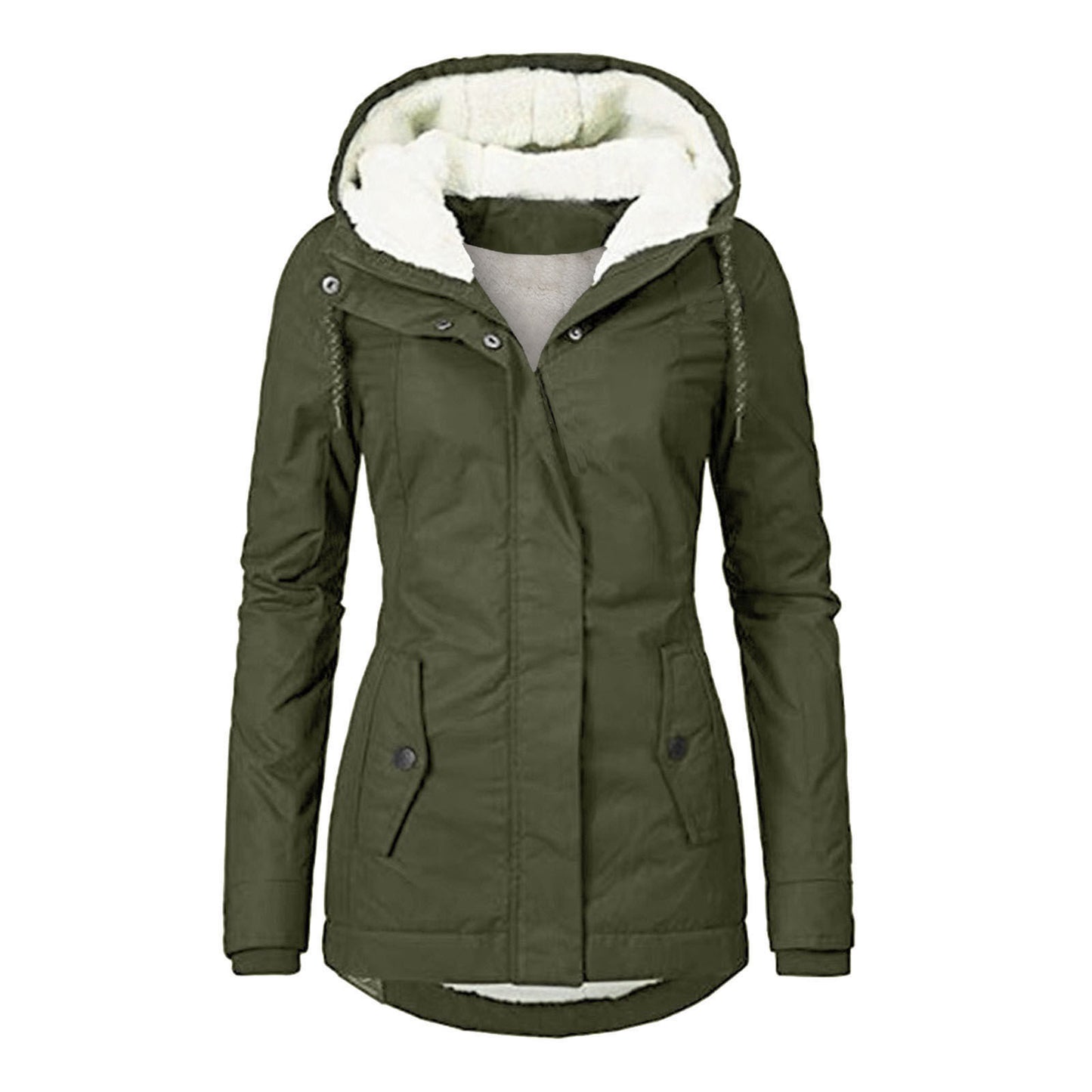 Women's Winter Hooded Fleece Jacket — Zip-up with Pockets
