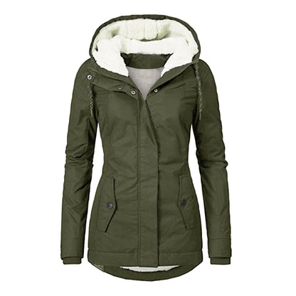 Women's Winter Hooded Fleece Jacket — Zip-up with Pockets