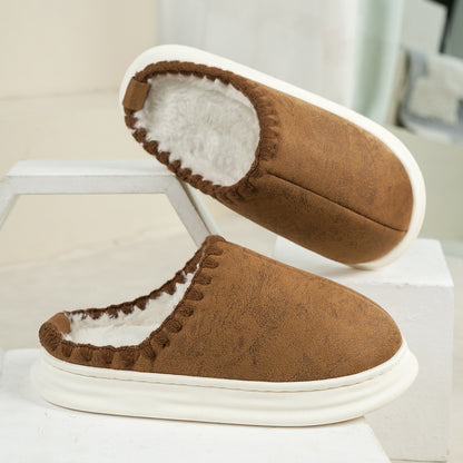 Winter Plush Cotton Slippers — Sewing-side Design for Couples