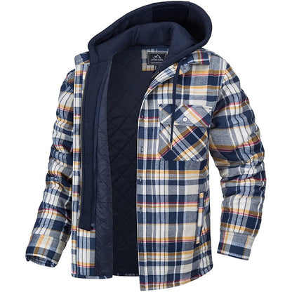 Men's Plaid Hooded Padded Coat — Thick Winter Jacket